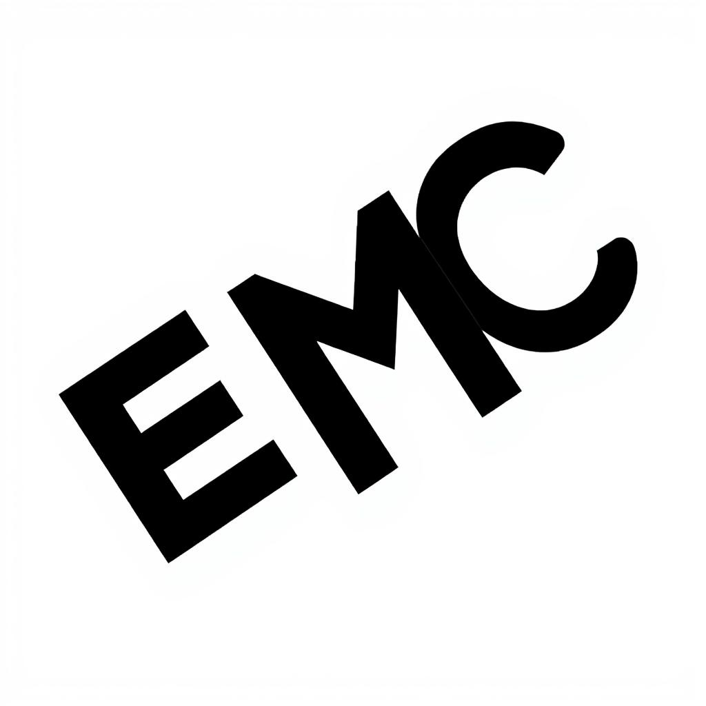 A minimalistic black-and-white icon design featuring the letters E, M, and C