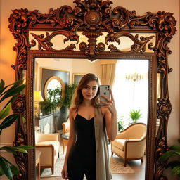 A stunning mirror selfie taken indoors