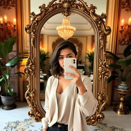 A stunning mirror selfie taken indoors
