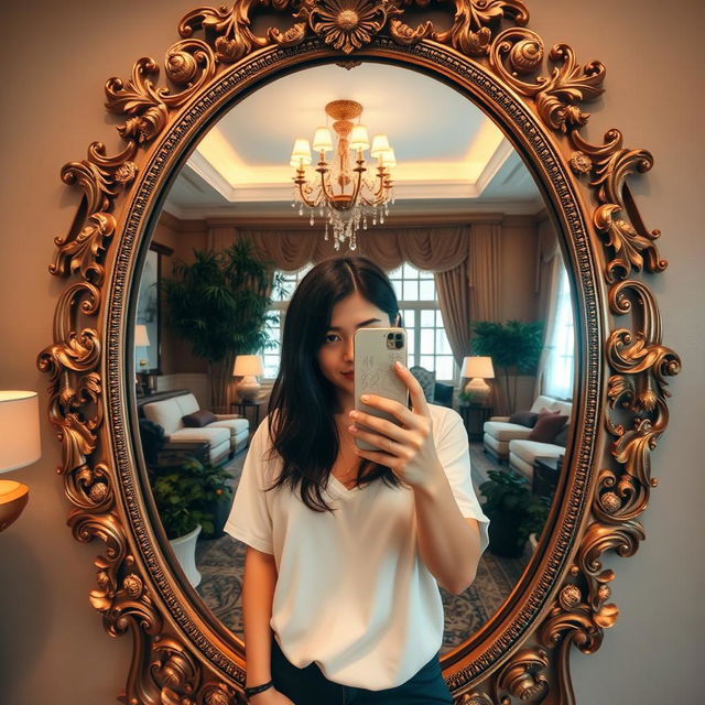 A stunning mirror selfie taken indoors