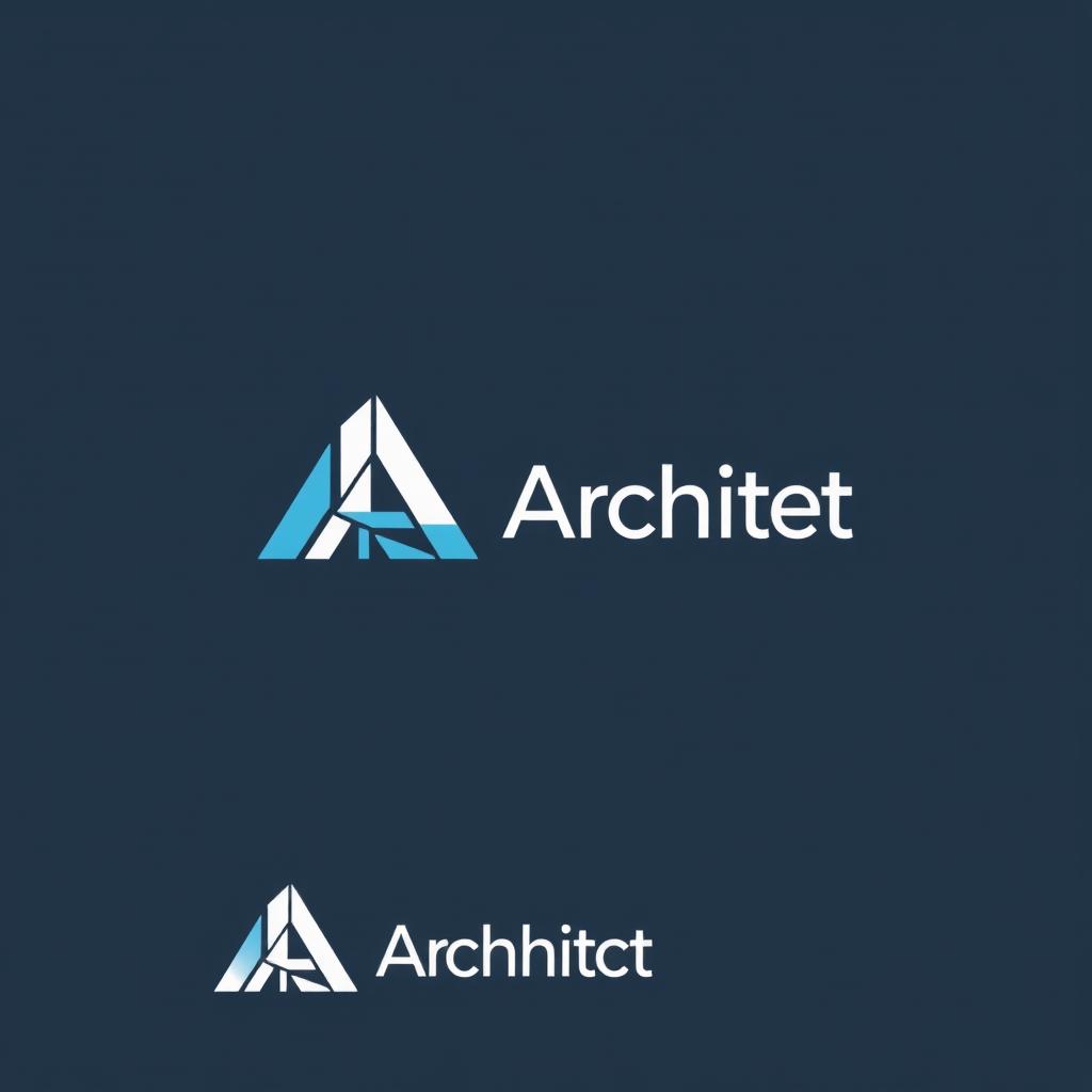 A modern logo design for an architect, featuring geometric shapes and a sleek, minimalist aesthetic