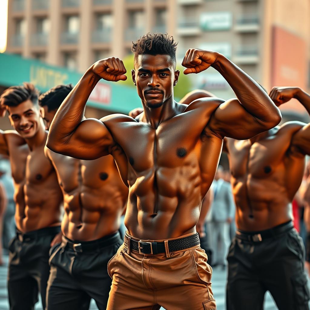 A group of hot, muscular mulatto men, exuding confidence and strength