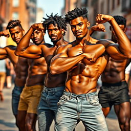 A group of hot, muscular mulatto men, exuding confidence and strength