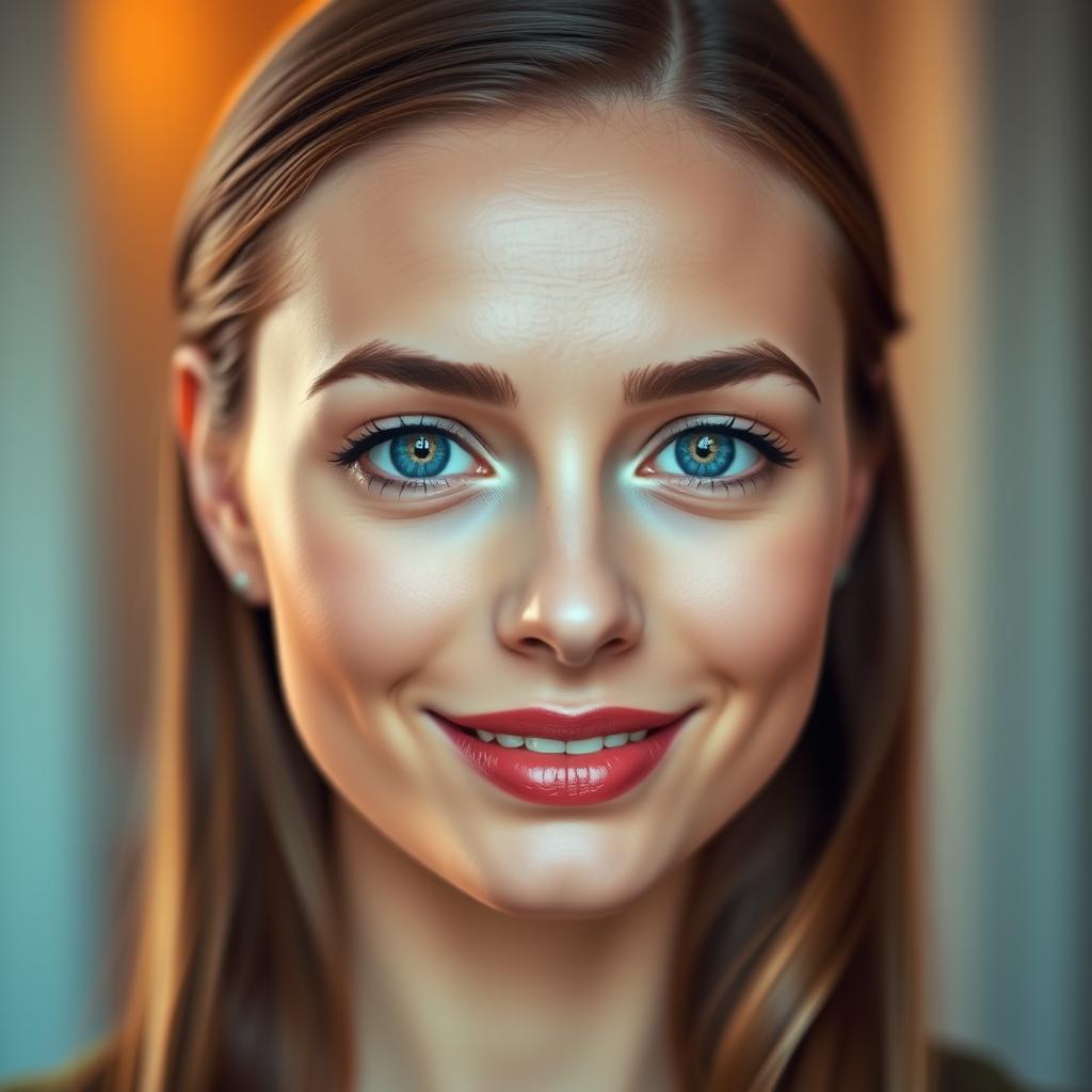 A portrait of a person with a perfectly symmetrical face, emphasizing balanced facial features