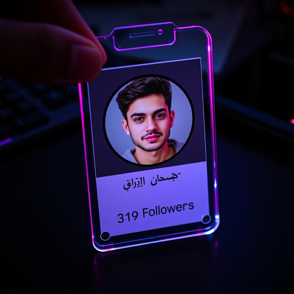 A glass ID card on a black desk featuring the Instagram logo