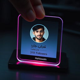 A glass ID card on a black desk featuring the Instagram logo