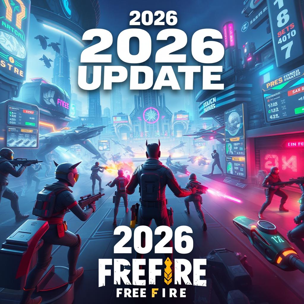A futuristic scene depicting the impact of the 2026 Free Fire update
