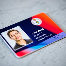 A close-up shot of an official ID card featuring a photograph set on the left side