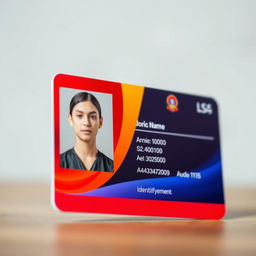 A close-up shot of an official ID card featuring a photograph set on the left side