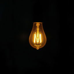 An artistic representation of a glowing photo bulb lighting up a dark room, showcasing intricate glass patterns and warm colors