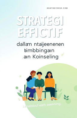 A book cover design for the title 'Strategi Efektif dalam Manajemen Bimbingan dan Konseling' featuring a modern and professional layout
