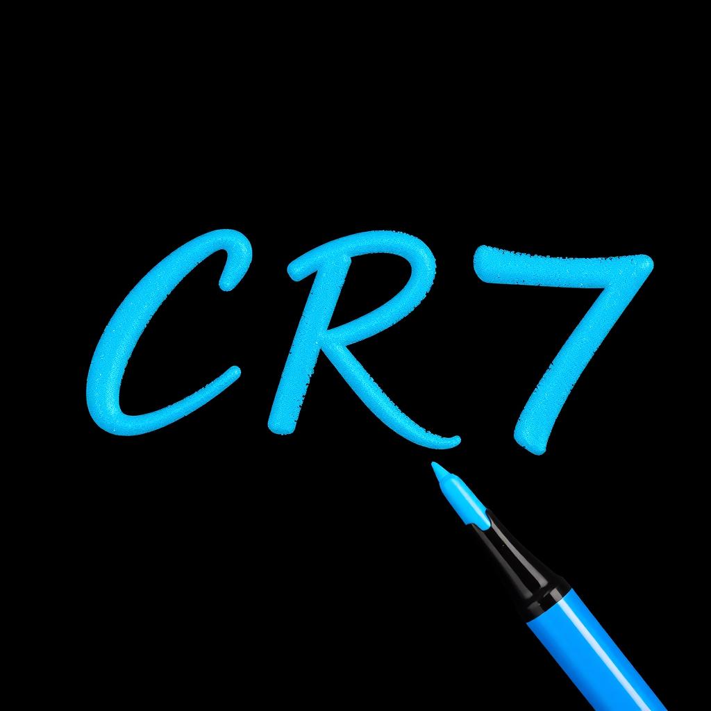 The letters "C R 7" prominently displayed in a vibrant blue with a sleek, modern font