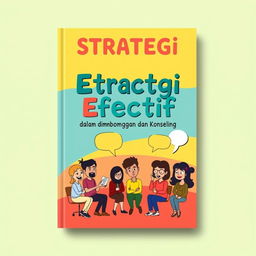 A vibrant and humorous book cover design for the title 'Strategi Efektif dalam Manajemen Bimbingan dan Konseling'