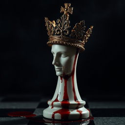 A chess piece in the shape of a king adorned with an elaborate and ornate crown, symbolizing royalty