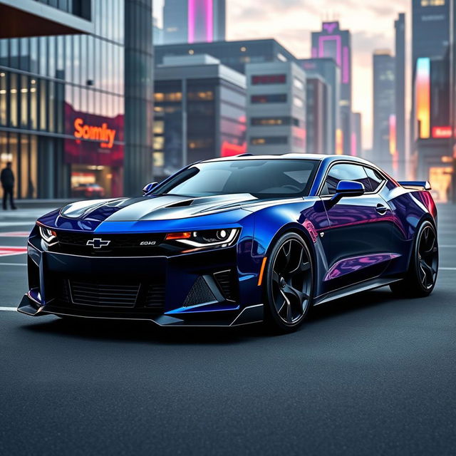 A stunning concept car design featuring a modern Camaro and Challenger fusion for the year 2026