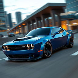 A futuristic Dodge Challenger concept car from 2026, showcasing a sleek, aerodynamic design with sharp angles and a modern, aggressive stance