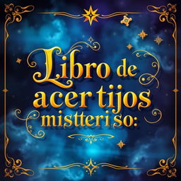 A visually striking book cover design for a book titled "Libro de acertijos misteriosos"
