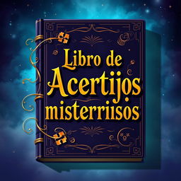A visually striking book cover design for a book titled "Libro de acertijos misteriosos"
