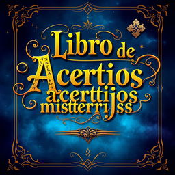 A visually striking book cover design for a book titled "Libro de acertijos misteriosos"
