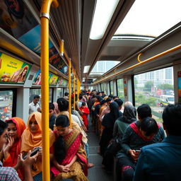 An exhilarating view of a bustling metro rail journey in Dhaka, Bangladesh