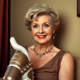 A hyperrealistic portrait of actress Angela Lansbury in her sixties, showcasing her iconic features with an expressive look