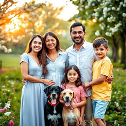A warm and inviting family portrait featuring a diverse group of five family members