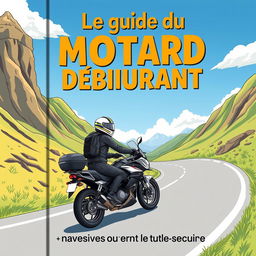 Une couverture de livre pour 'Le guide du motard débutant', présentée en français