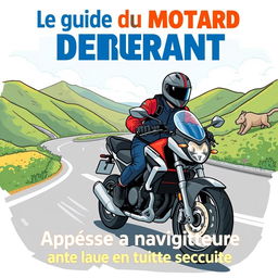 Une couverture de livre pour 'Le guide du motard débutant', présentée en français