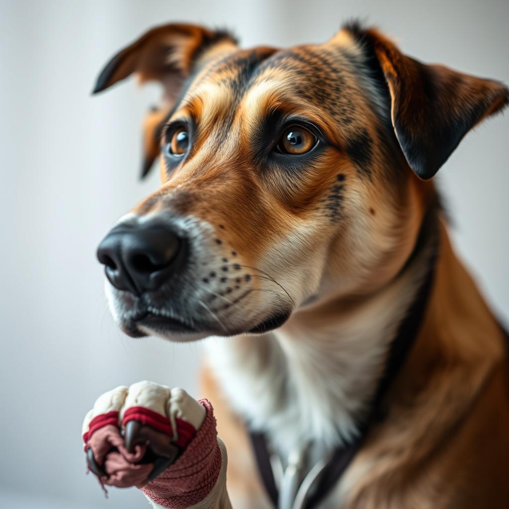 A Croatian dog that appears concerned and wounded, with distinctive markings typical of the breed