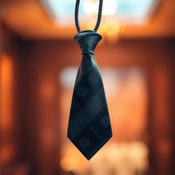 A visually striking and creative image of a tie designed to resemble a noose, showcasing intricate patterns and textures