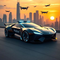 A futuristic police car, showcasing sleek and advanced technology