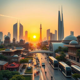 A futuristic representation of Iran, showcasing a blend of traditional architecture and advanced technology