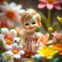 A miniature boy, exceptionally small and incredibly cute, wearing a lovely dress