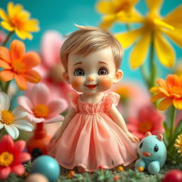 A miniature boy, exceptionally small and incredibly cute, wearing a lovely dress
