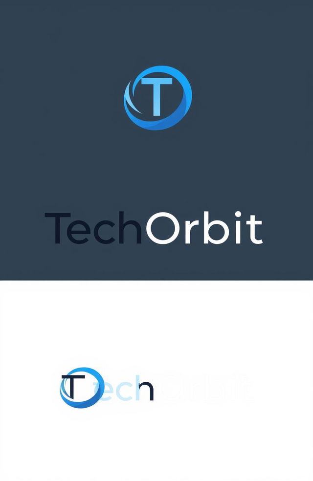 A sleek and modern logo design for 'TechOrbit'