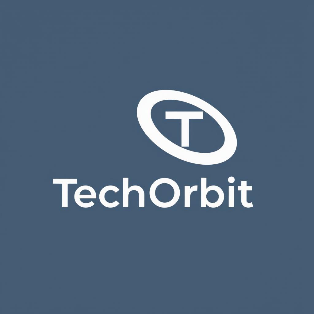 A sleek and modern logo design for 'TechOrbit'