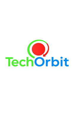 A logo design for "TechOrbit", characterized by a strict and modern aesthetic