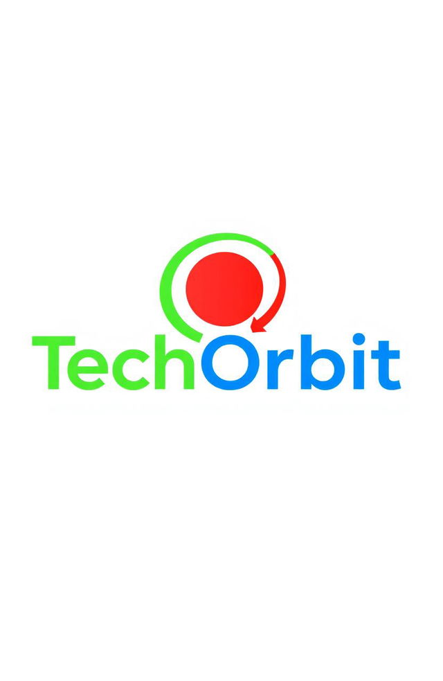 A logo design for "TechOrbit", characterized by a strict and modern aesthetic