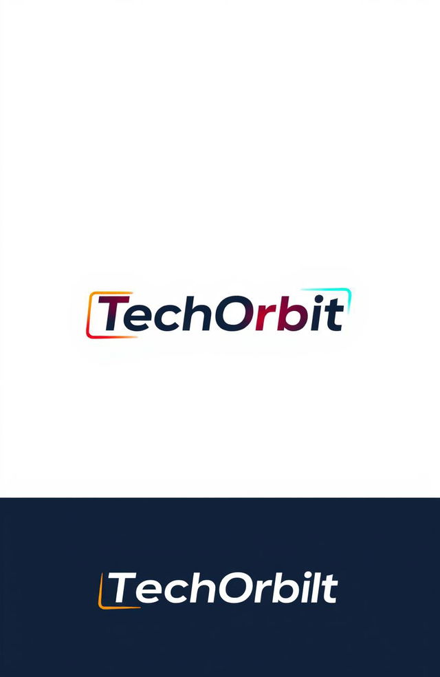 A logo design for 'TechOrbit', featuring a strict and bright design aesthetic