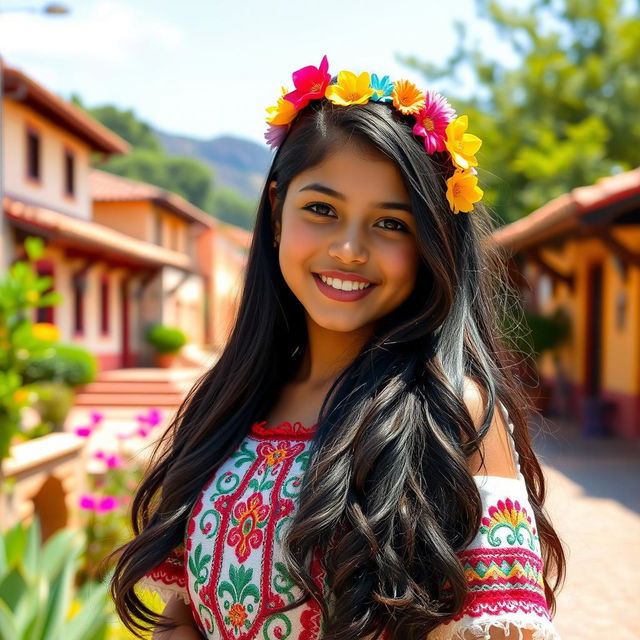 A beautiful Mexican girl, showcasing her vibrant culture and heritage