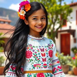 A beautiful Mexican girl, showcasing her vibrant culture and heritage