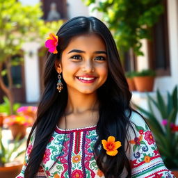 A beautiful Mexican girl, showcasing her vibrant culture and heritage