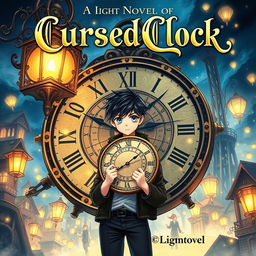 A beautifully illustrated book cover for a light novel featuring a cursed clock