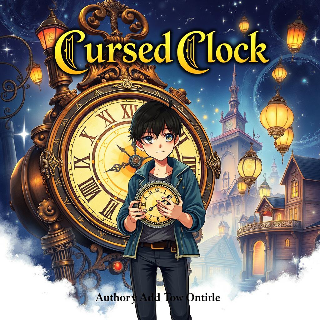 A beautifully illustrated book cover for a light novel featuring a cursed clock