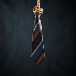 An American necktie hanging from a noose, beautifully draping down with a sense of gravity