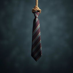 An American necktie hanging from a noose, beautifully draping down with a sense of gravity