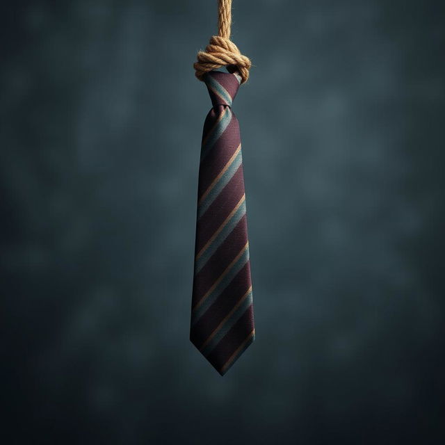 An American necktie hanging from a noose, beautifully draping down with a sense of gravity