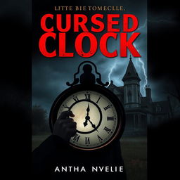 A gripping book cover for a light novel in the thriller genre that revolves around a cursed clock