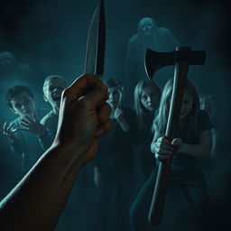 In a dark and eerie night, six boys and six girls are portrayed with expressions of fear and trepidation, scattered throughout the scene