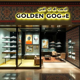 A beautifully designed Golden Goose shop located in Iran, showcasing a blend of modern and traditional Iranian styles